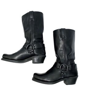 Frye Harness 12R Black Leather Pull On Boots  8.5